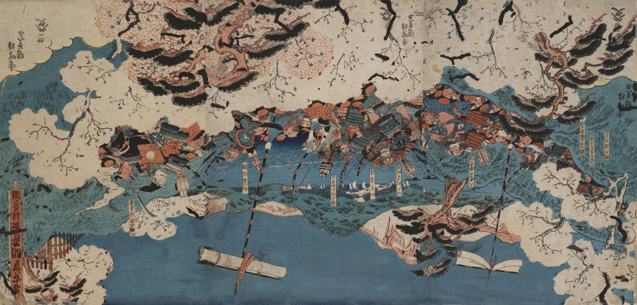 Versírás a Nakoso Vámházban (színes fametszet a táblára rögzítve) alkotó: Utagawa Kunisada III