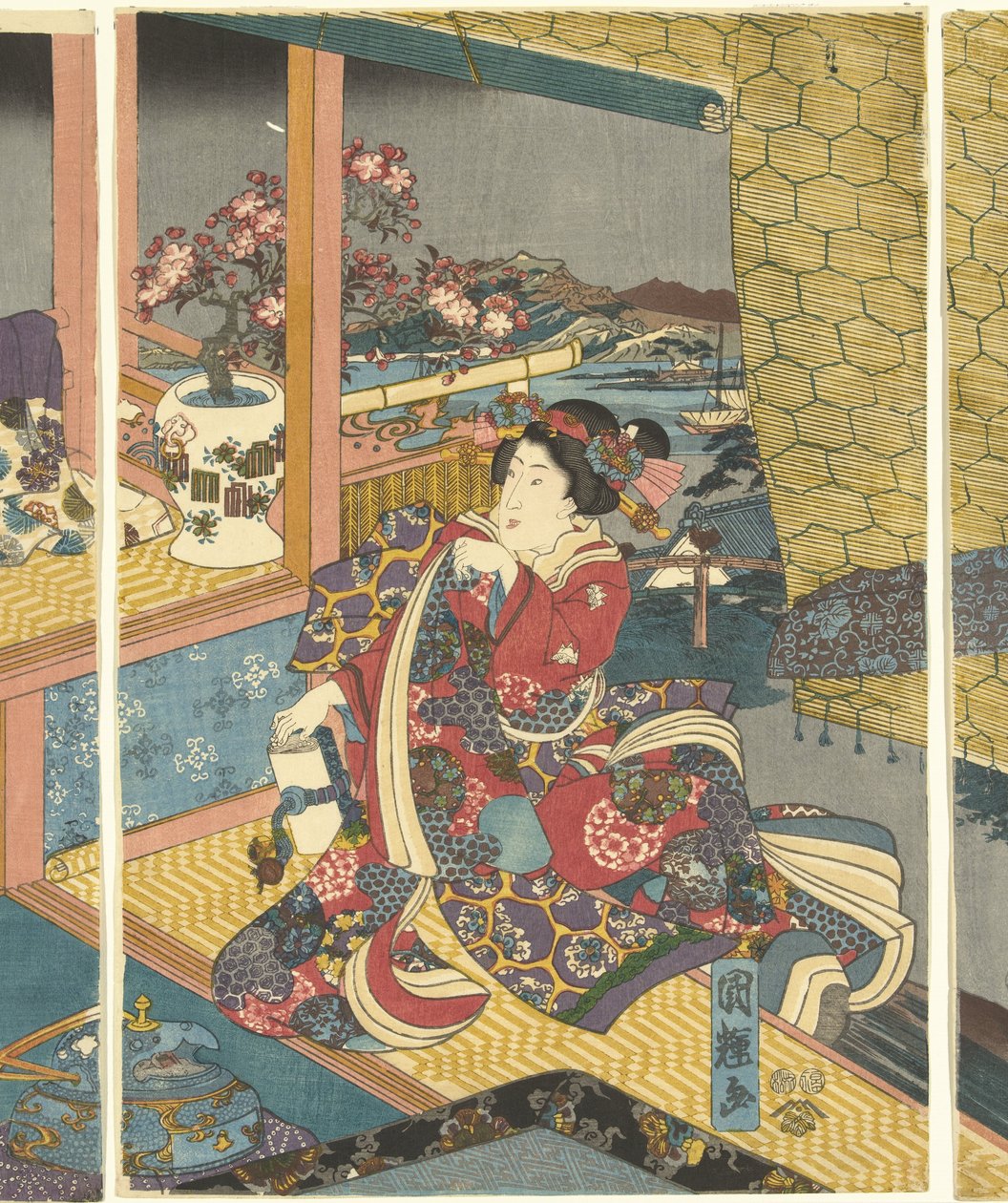 Virágok Hó, hold és virágok (sorozat címe) alkotó: Utagawa Kuniteru