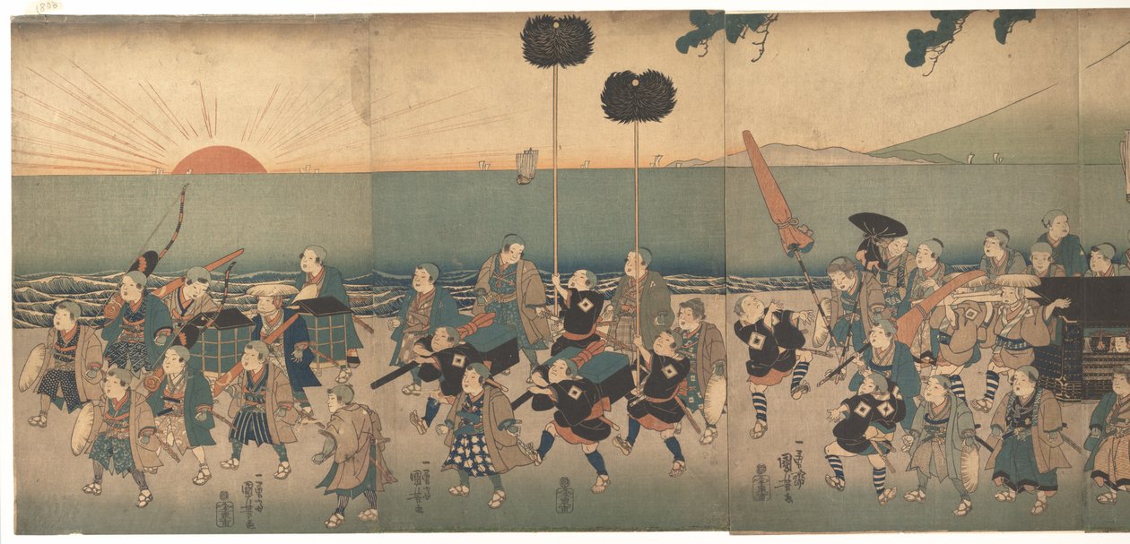 Daimjómenetet eljátszó fiúk alkotó: Utagawa Kuniyoshi