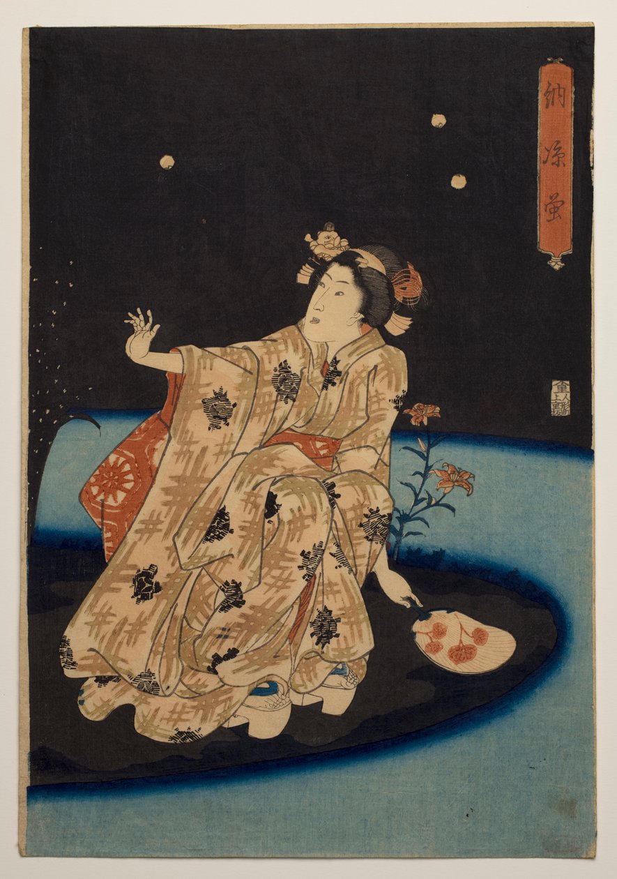 Szentjánosbogarak fogása az esti hűvösben alkotó: Utagawa Kuniyoshi