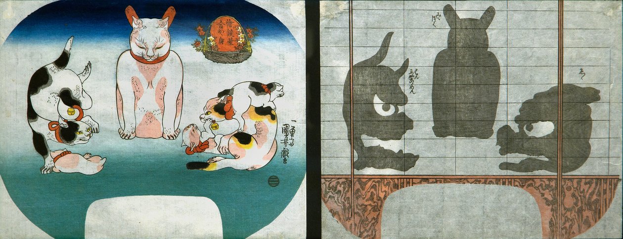 Macskák: Kínai templomi oroszlán alkotó: Utagawa Kuniyoshi