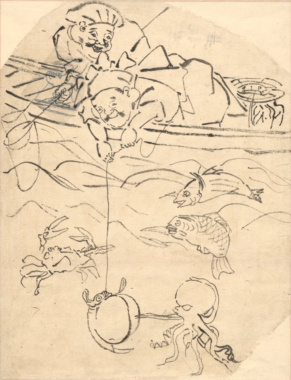 Daikoku és Ebisu, a boldogság hét istene közül kettő. alkotó: Utagawa Kuniyoshi