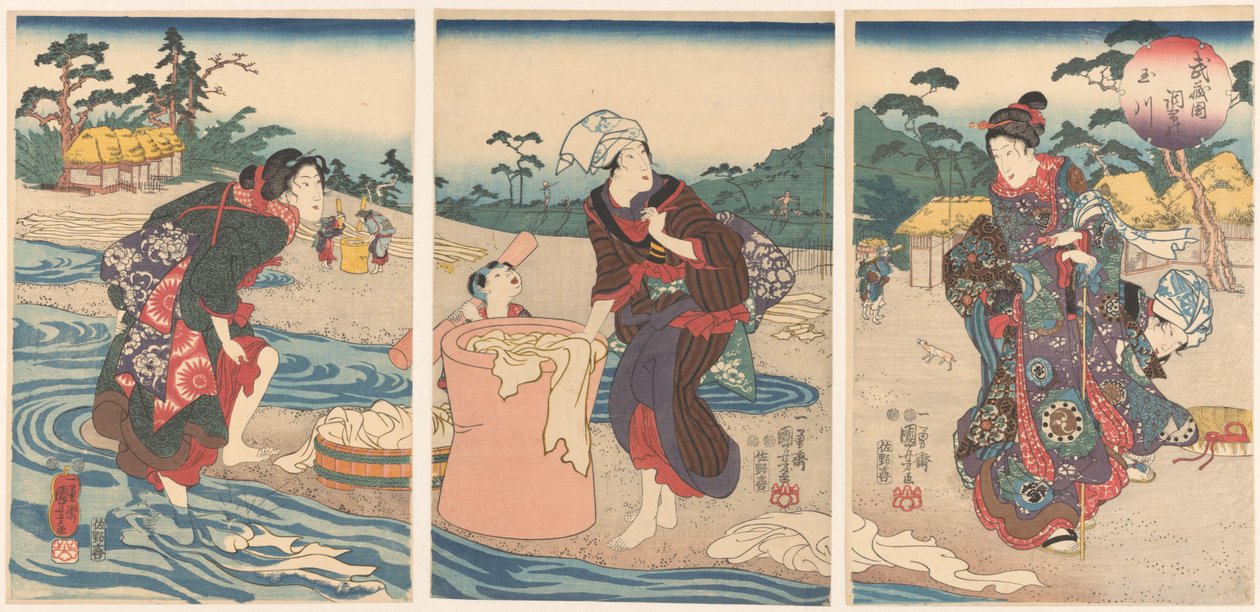 Decho Farmer Inde Musashi gyártás Musashikuni Chofu no Tamagawa alkotó: Utagawa Kuniyoshi