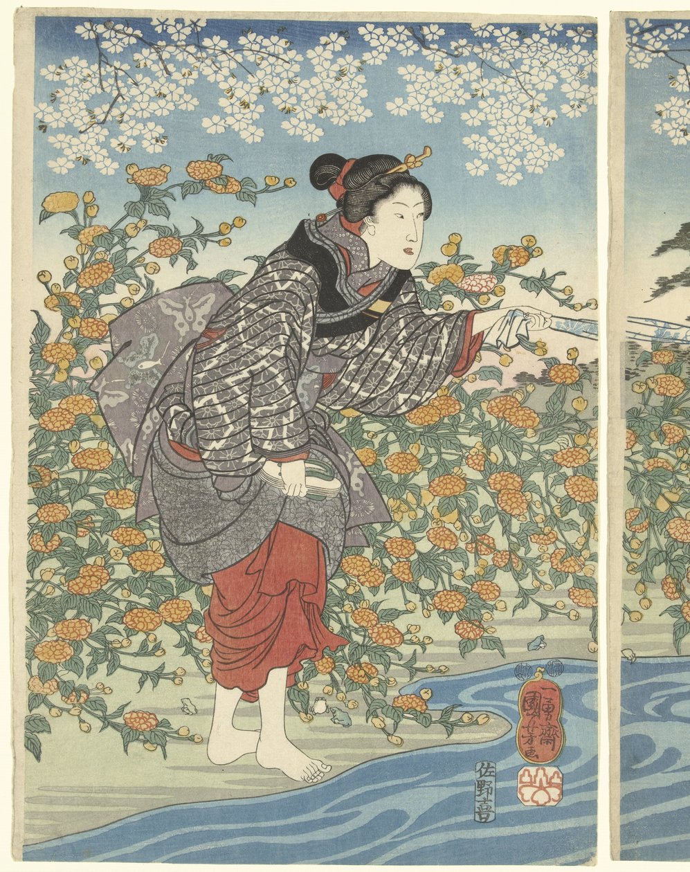 Az Ide Tama folyó Yamashiro tartományban alkotó: Utagawa Kuniyoshi