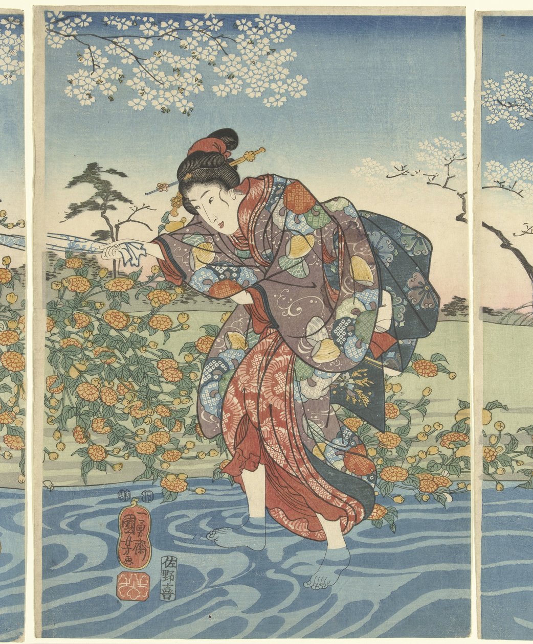 Az Ide Tama folyó Yamashiro tartományban alkotó: Utagawa Kuniyoshi