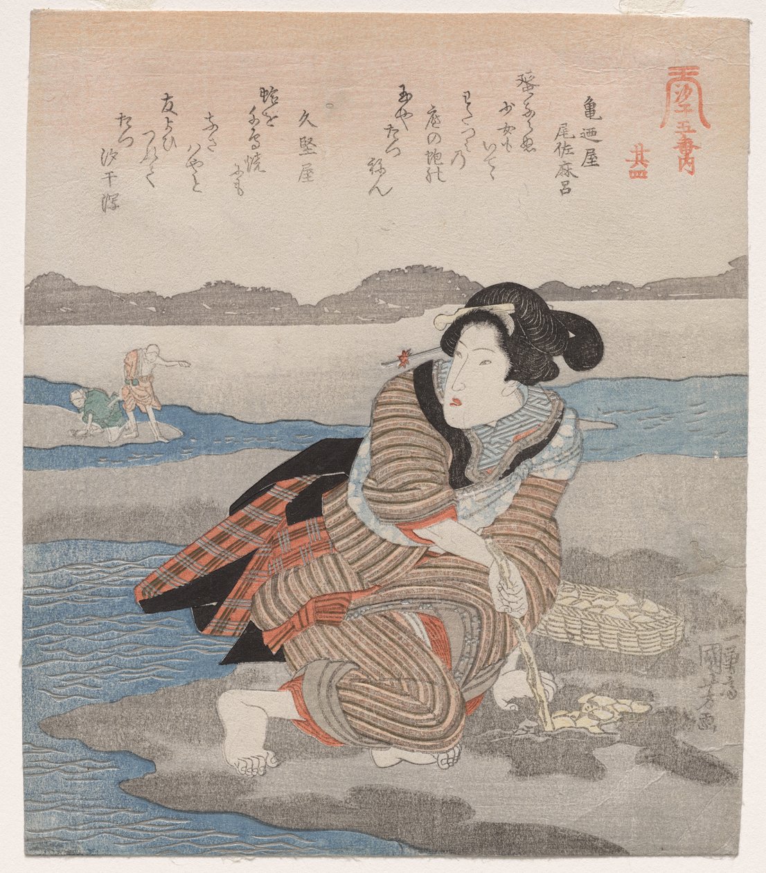 Kagylót ásó nő; a Five Pictures of Tide sorozatból alkotó: Utagawa Kuniyoshi