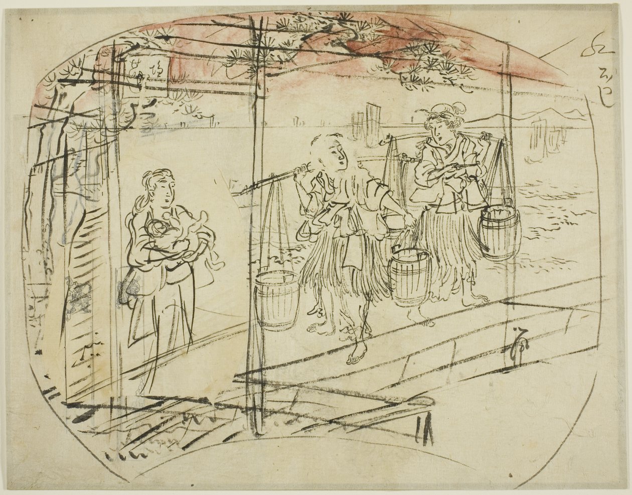 Sós víz gyűjtése a tengerparton alkotó: Utagawa Kuniyoshi