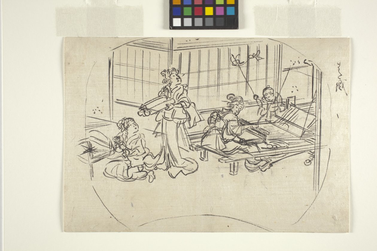 Hataori (Szövő szövőszéken) (tinta papíron) alkotó: Utagawa Kuniyoshi