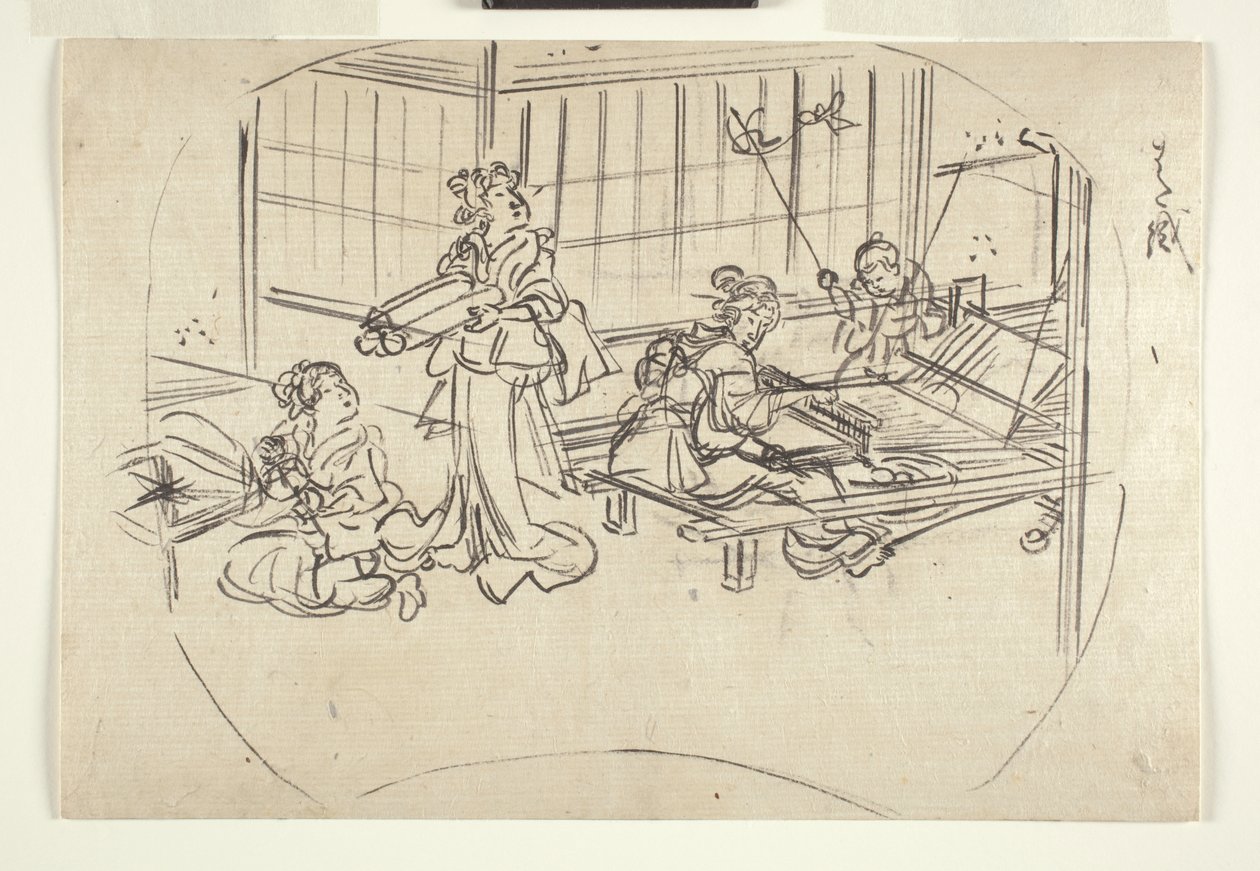 Hataori (szövés szövőszéken) 1840 körül (tinta papíron) alkotó: Utagawa Kuniyoshi