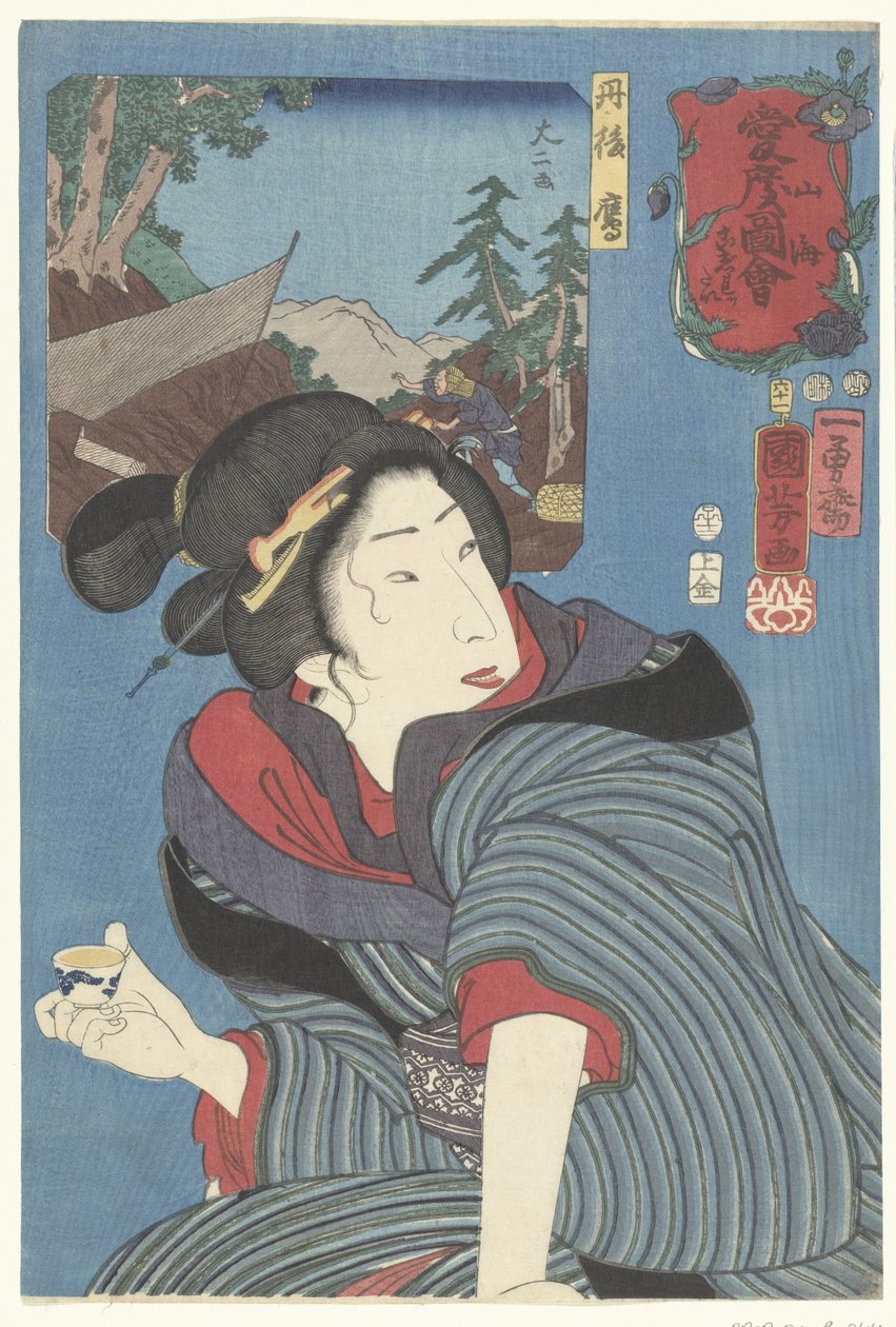 Hawks Tango tartományból Meleg érzések a hegy és a tenger iránt (sorozat címe) Sankai medetai zue (sorozat címe az objektumon) alkotó: Utagawa Kuniyoshi