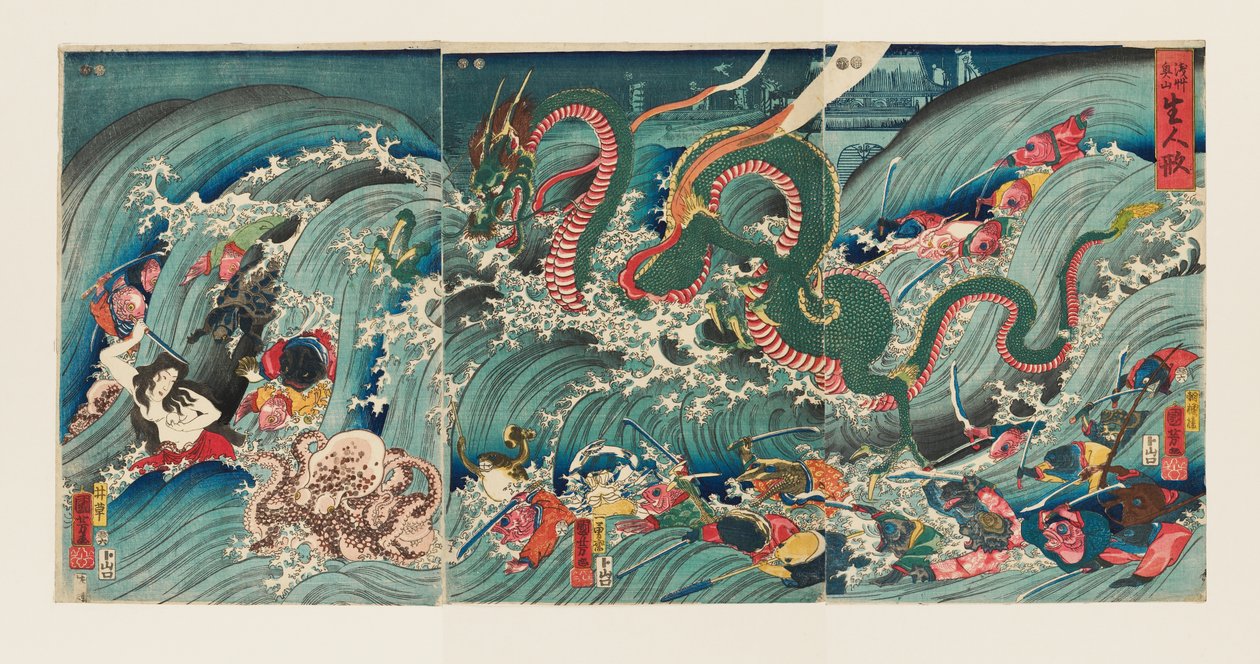 Élethű babák az Asakusa Belső Templomban alkotó: Utagawa Kuniyoshi