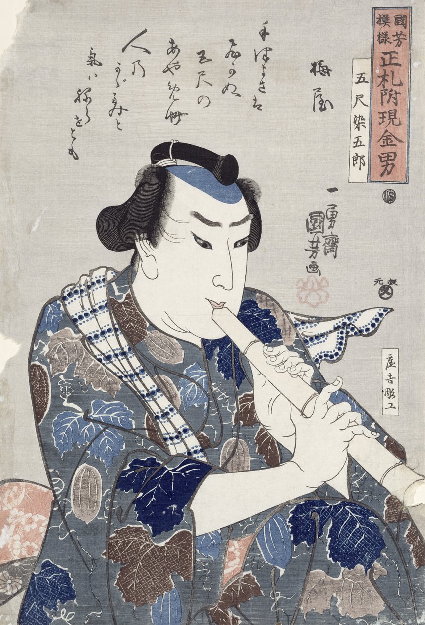 Furulyázó férfi (faminta) alkotó: Utagawa Kuniyoshi