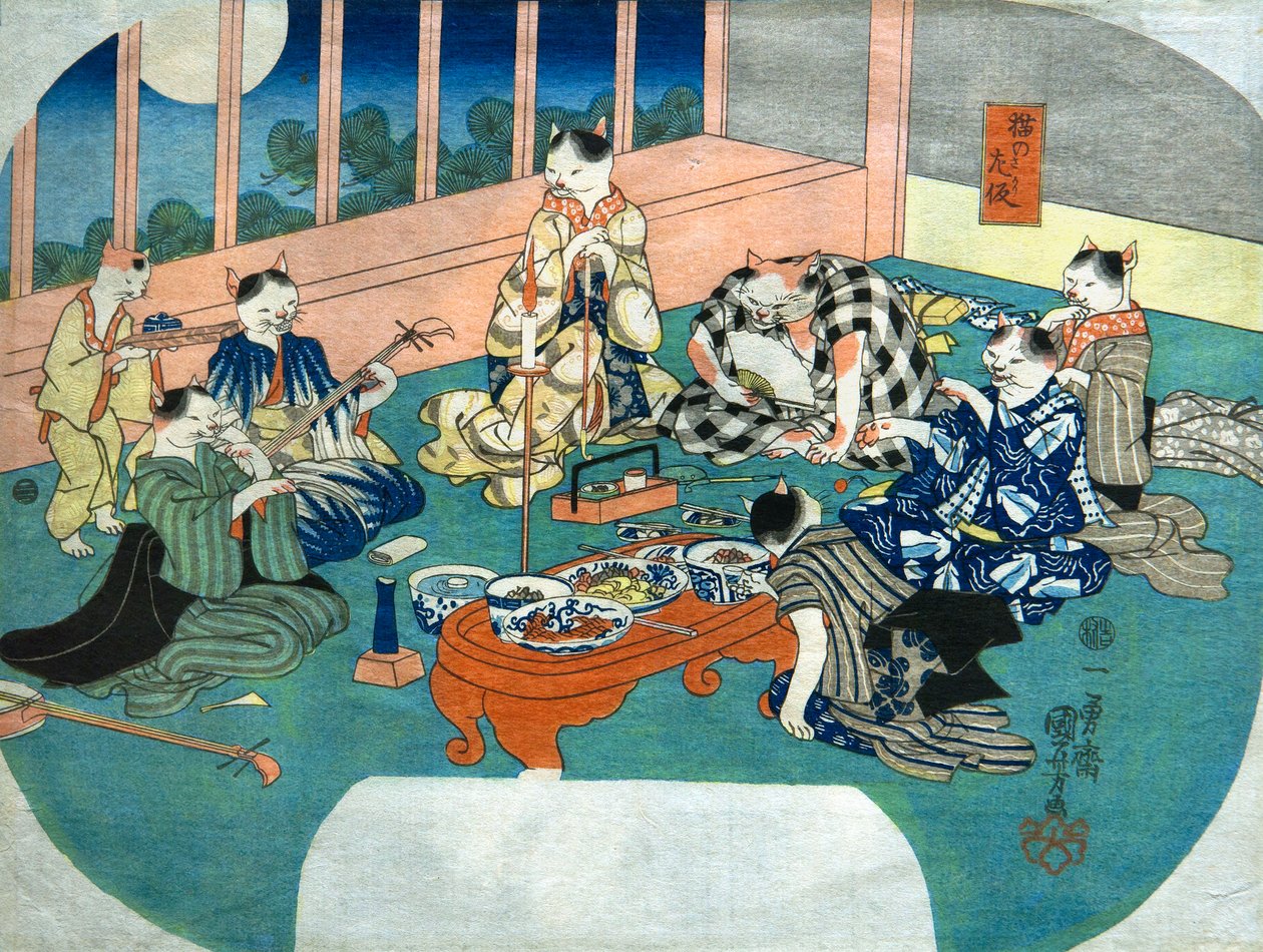 Sheng macskák, c. 1843 alkotó: Utagawa Kuniyoshi