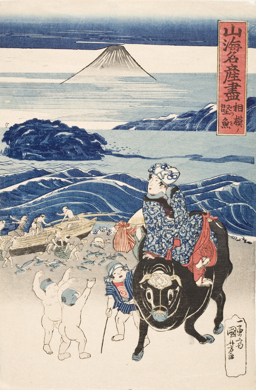 Sagami: bonitót kirakodó halász alkotó: Utagawa Kuniyoshi