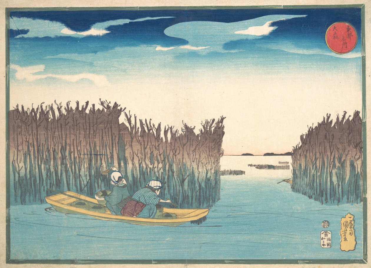 Hínárgyűjtők Omoriban, 1797-1861. alkotó: Utagawa Kuniyoshi