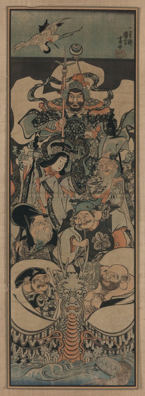 Hét szerencsés isten, 1843-1845 alkotó: Utagawa Kuniyoshi