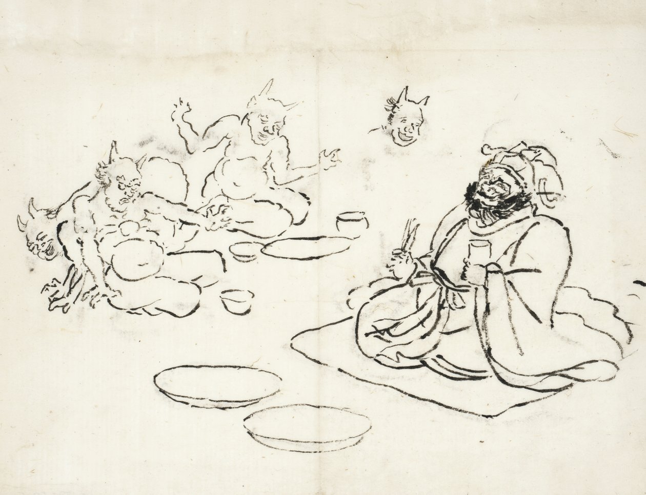 A pokol királyát szórakoztató démonok vázlata alkotó: Utagawa Kuniyoshi