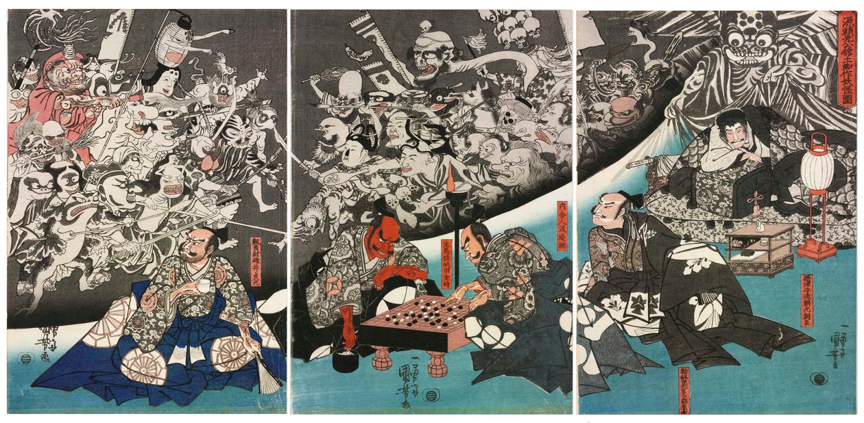 A földi pók szörnyeket generál Lord Minamoto Yorimitsu kúriájában, 1843-ban. alkotó: Utagawa Kuniyoshi