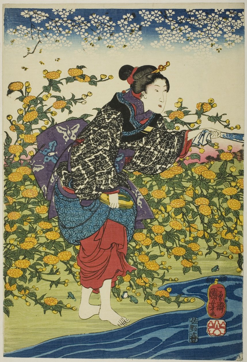Az Ide Jewel folyó Yamashiro tartományban (Yamashiro kuni Ide no Tamagawa), a Six Jewel Rivers cím nélküli sorozatából alkotó: Utagawa Kuniyoshi