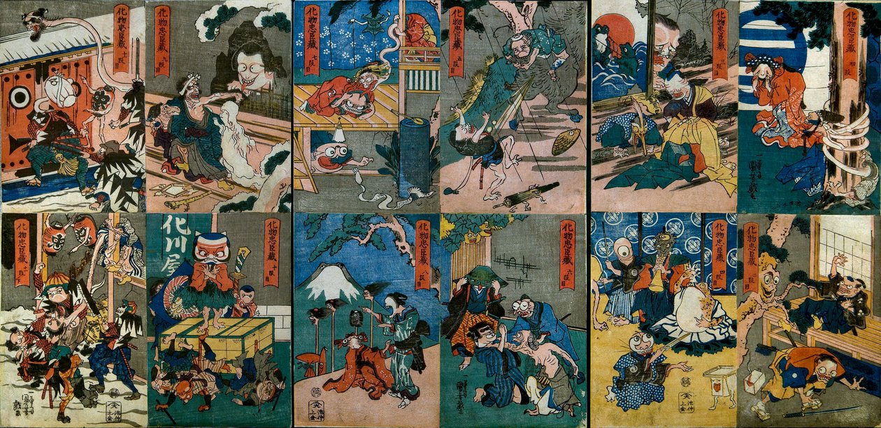 A Szörnyek Chūshingura (Bakemono Chūshungura), 1839-42 alkotó: Utagawa Kuniyoshi