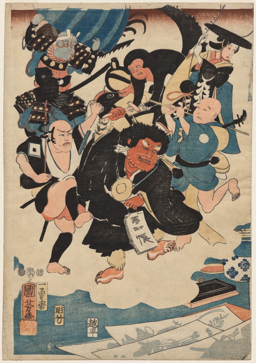 Ukiyo Matahei és híres festményei furcsa előfordulása alkotó: Utagawa Kuniyoshi