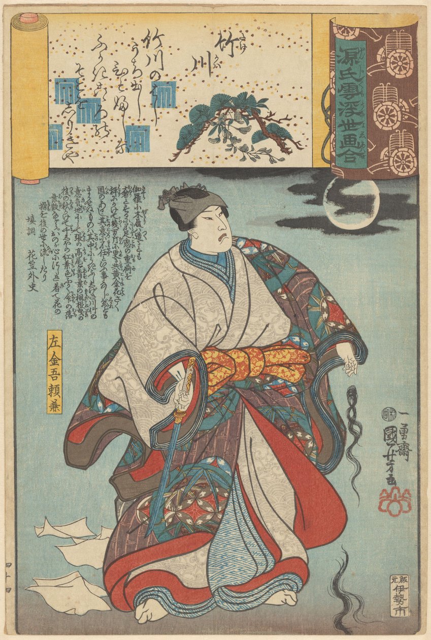 Az Ukiyo e párhuzam a Genji felhős fejezeteivel (a sorozat címe az objektumon) alkotó: Utagawa Kuniyoshi