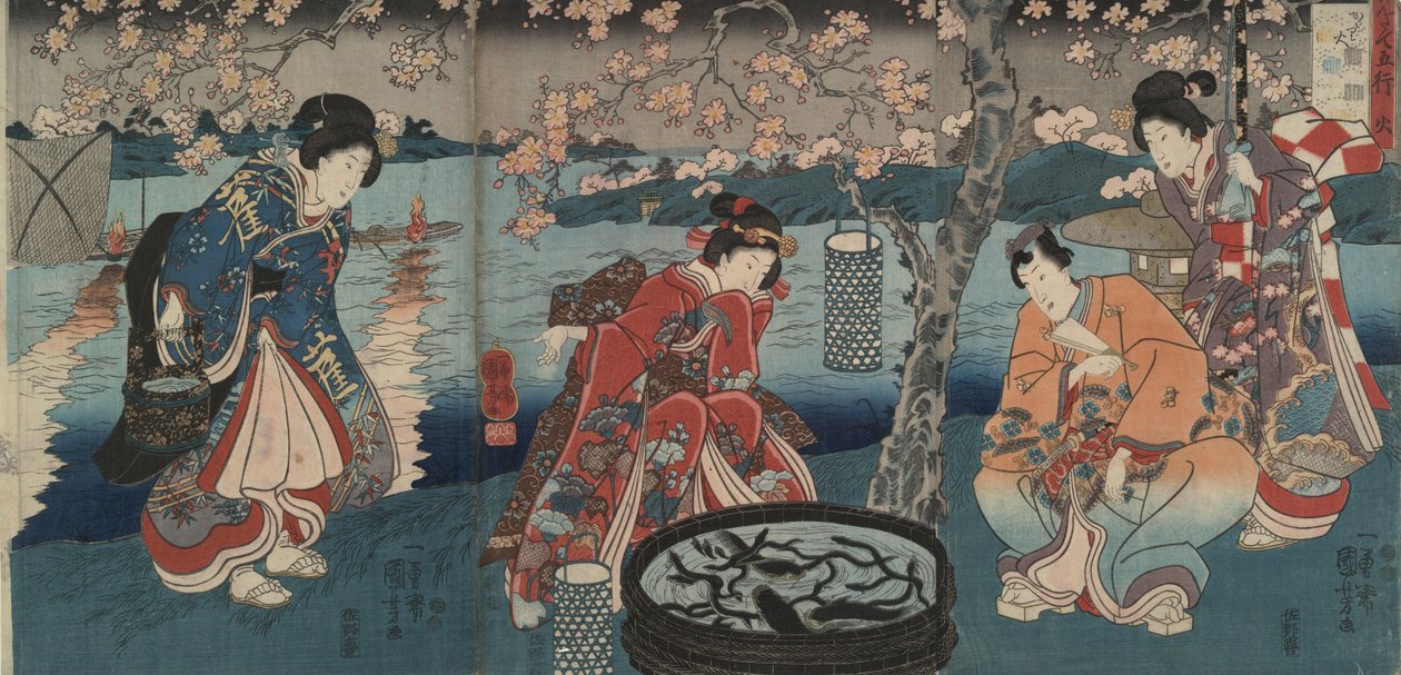 Őrtűz, a környezet öt elemének tüze alkotó: Utagawa Kuniyoshi