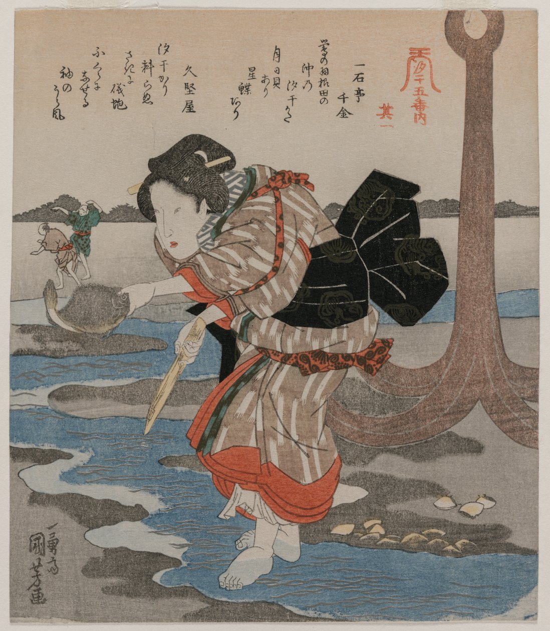 Nő a horgony mellett; a Five Pictures of Tide sorozatból alkotó: Utagawa Kuniyoshi