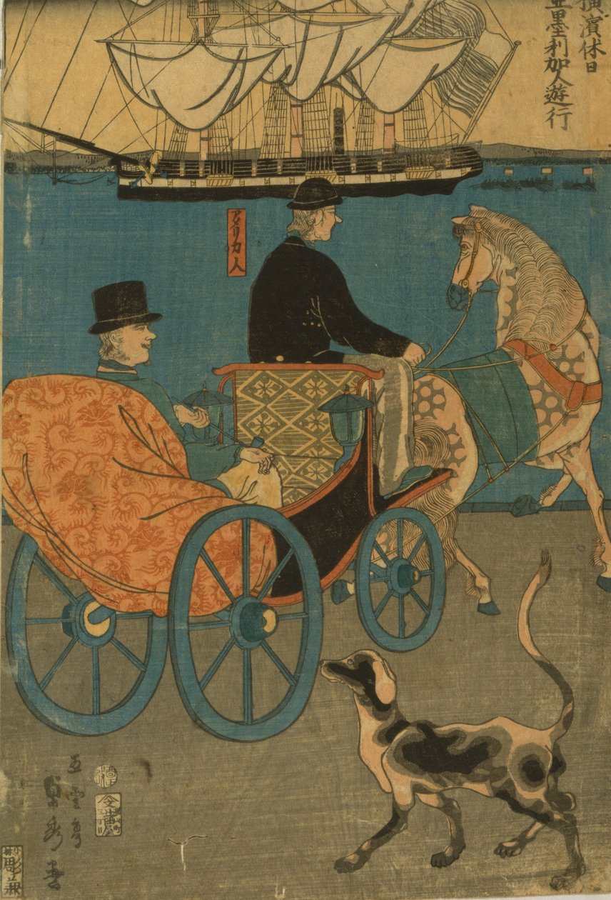 Amerikaiak élvezik a vasárnapot Yokohamában, 1861 alkotó: Utagawa Sadahide