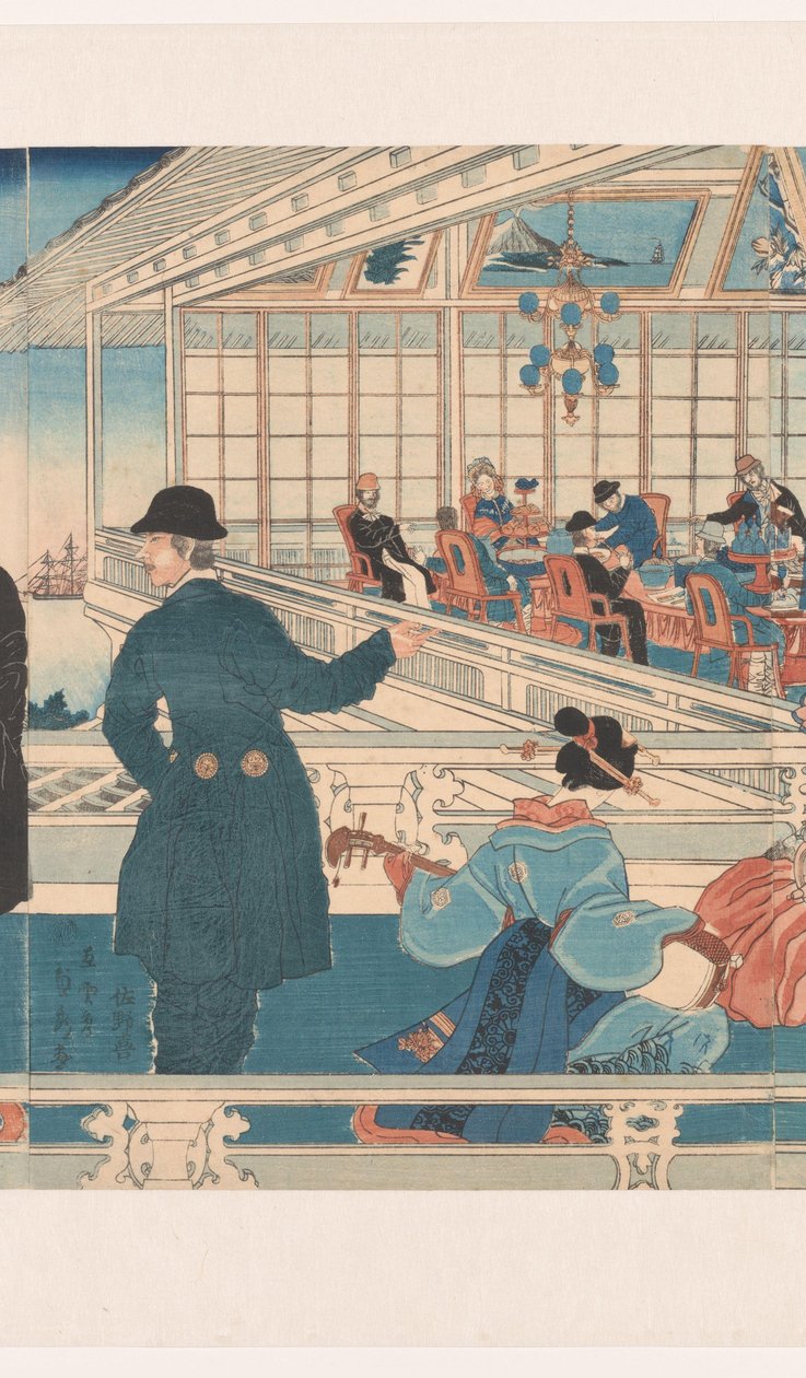 Amerikai kereskedőház Yokohamában alkotó: Utagawa Sadahide