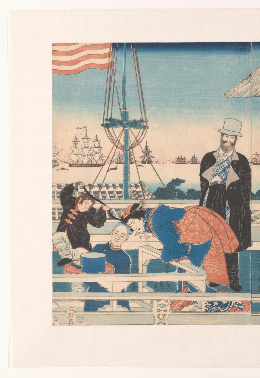 Amerikai kereskedőház Yokohamában alkotó: Utagawa Sadahide