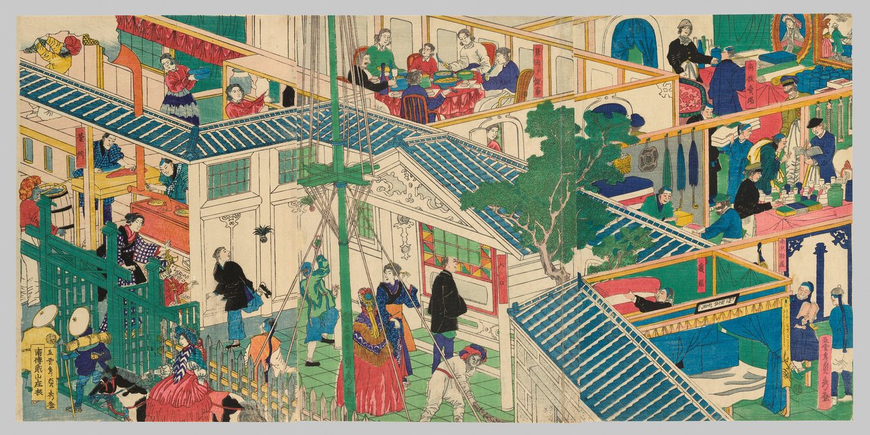 Külföldi kereskedőház alkotó: Utagawa Sadahide
