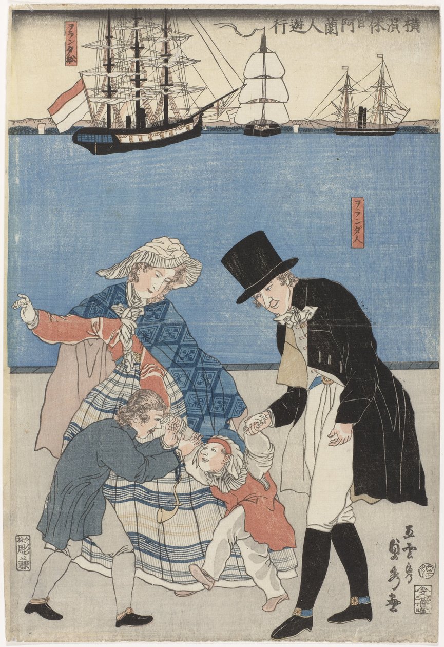 A hollandok szabadnapon vannak Yokohamában Yokohama kyujitsu Oranda-jin yuko (sorozat címe) alkotó: Utagawa Sadahide