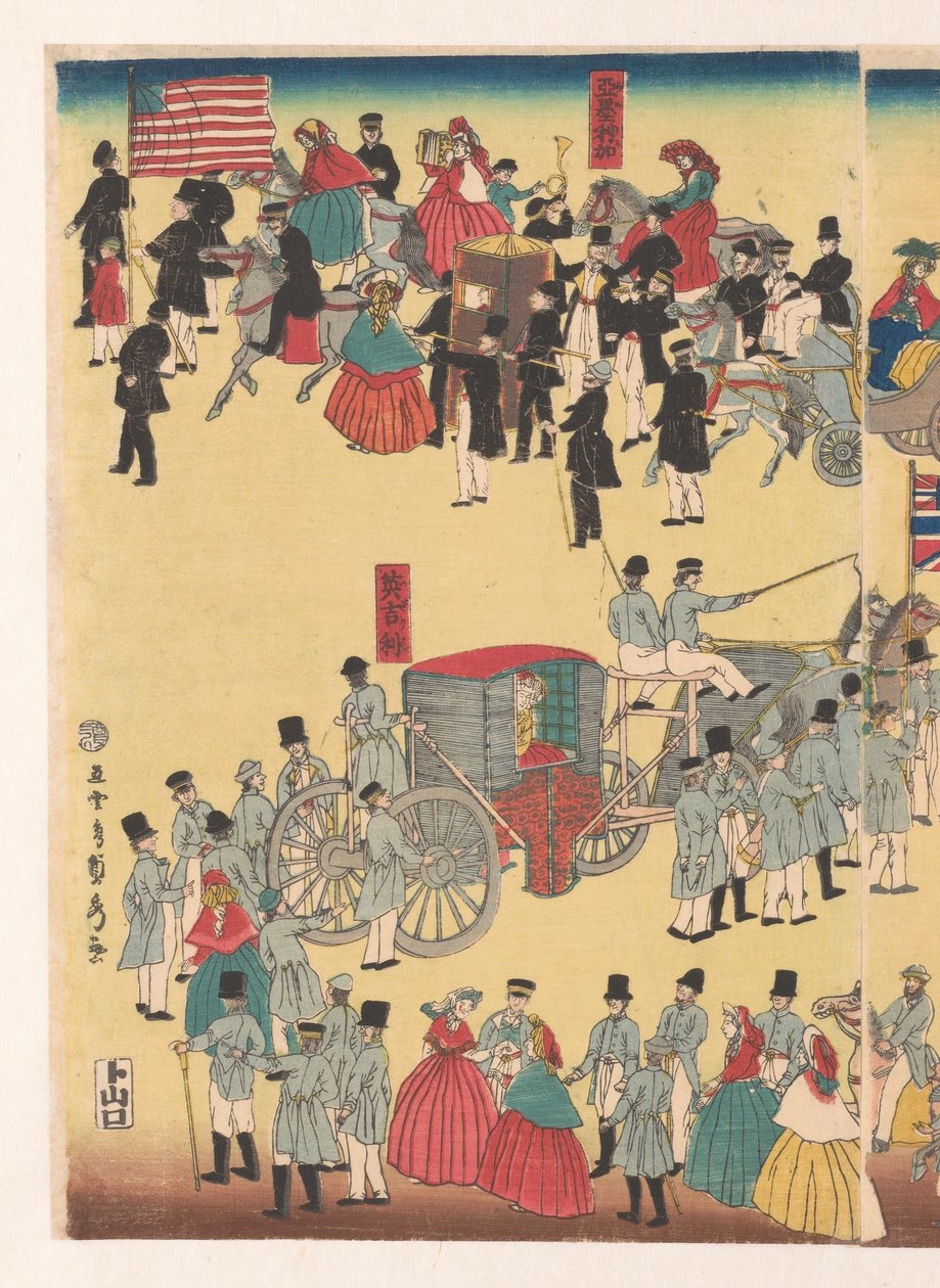 Ötföld népeinek felvonulása alkotó: Utagawa Sadahide