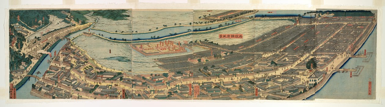 Levi back d Panorama not c View of Yokohama (újraindította a Yokohama Prefectural Police) alkotó: Utagawa Sadahide