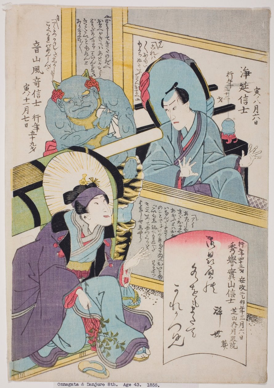 A színészek emlékportréi Bando Shuka I, Arashi Otohachi III és Ichikawa Danjuro VIII. alkotó: Utagawa School