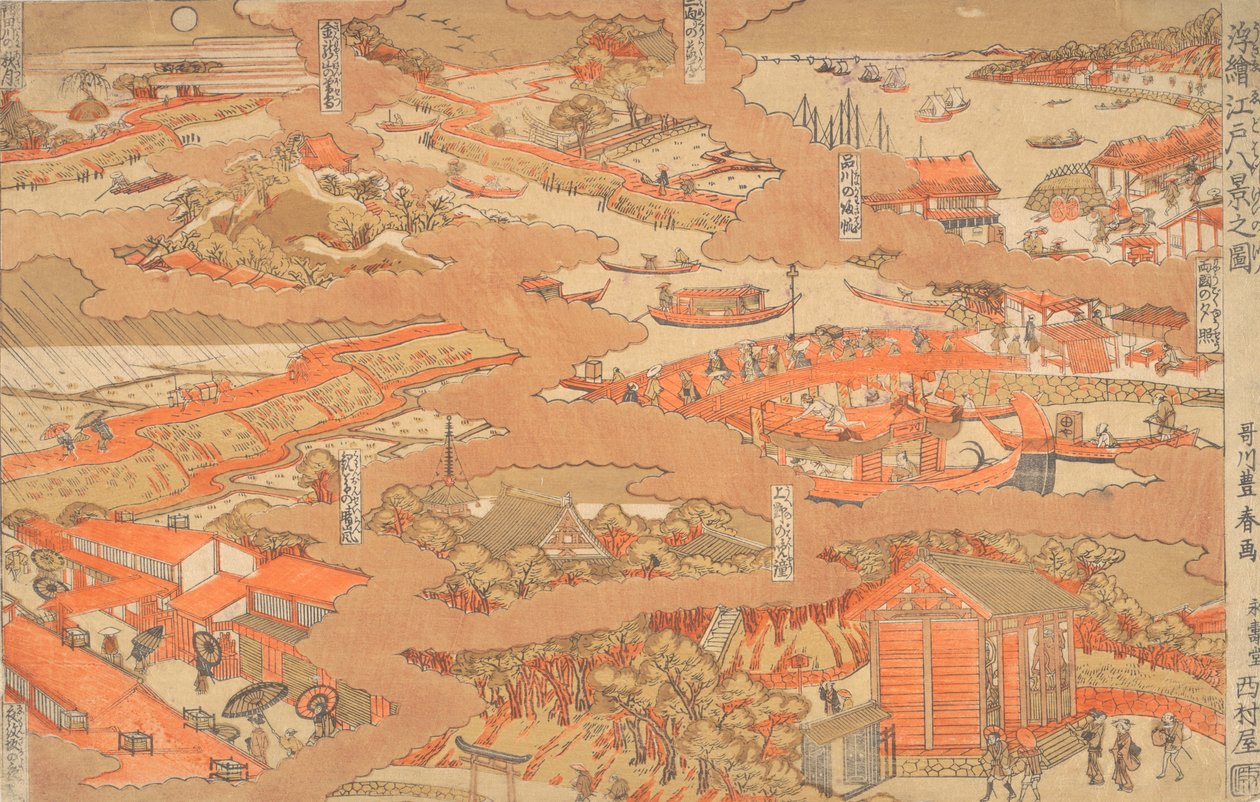 Edo nyolc nézetének figurája? 1780. alkotó: Utagawa Toyoharu