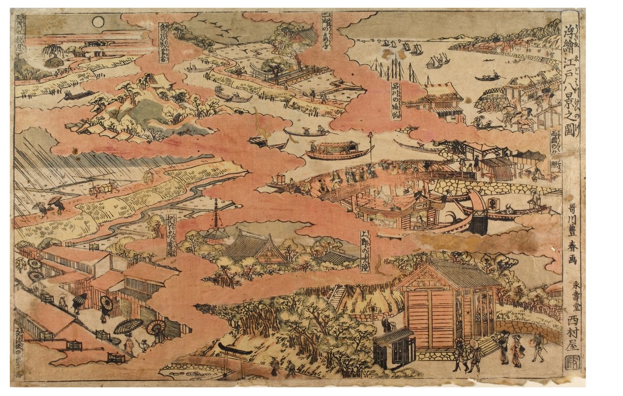 Edo nyolc képe, 1770-1780 körül (fatömbnyomat papíron) alkotó: Utagawa Toyoharu