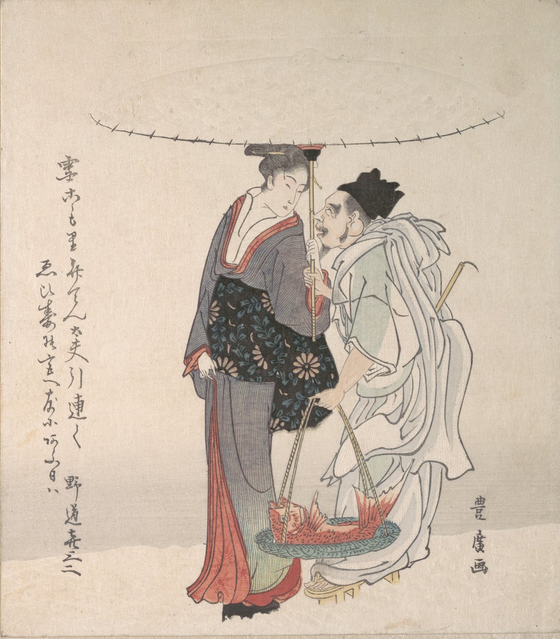 Ebisu és Benten sétál a hóban. alkotó: Utagawa Toyohiro