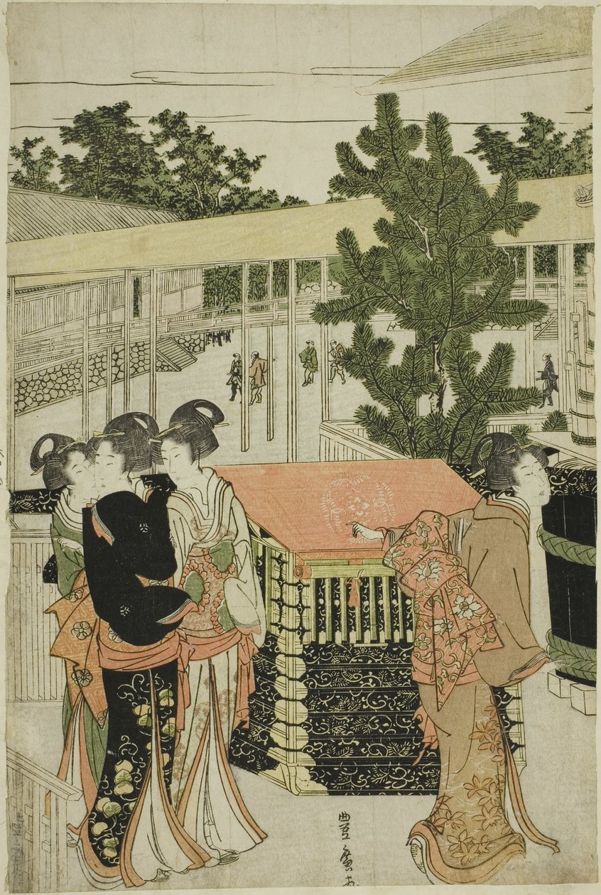 Újévi zarándoklat a Horinouchi Myohoji templomba (Horinouchi Myohoji eho mairi no zu) alkotó: Utagawa Toyohiro