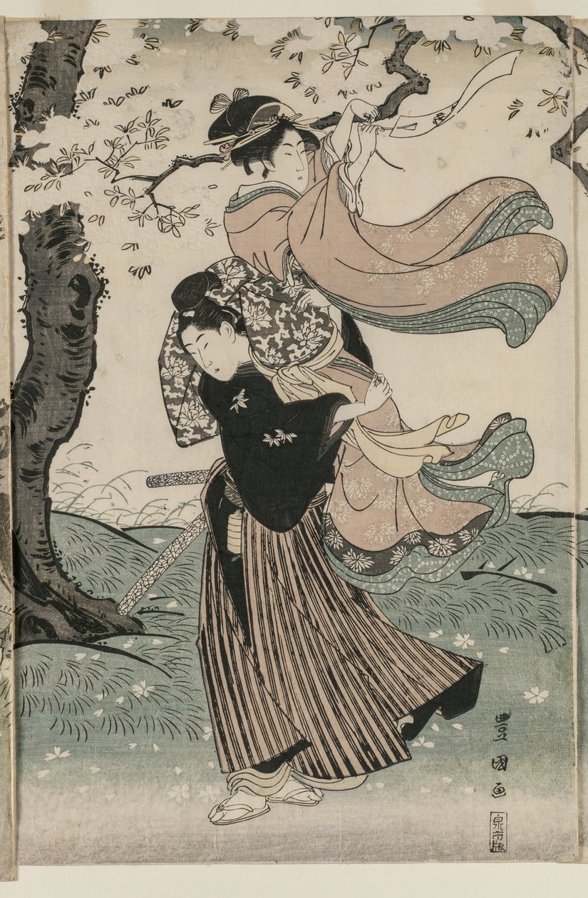 Cseresznyevirágok a szélben alkotó: Utagawa Toyokuni