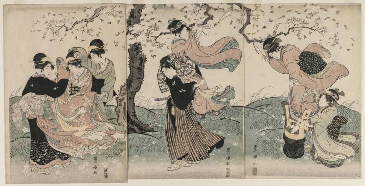 Cseresznyevirágok a szélben, 1790-es évek vége. alkotó: Utagawa Toyokuni