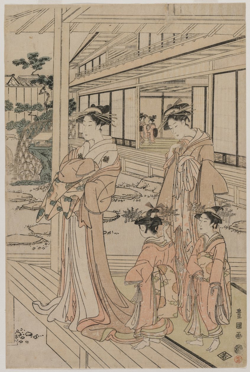 A verandán álló udvarhölgy alkotó: Utagawa Toyokuni