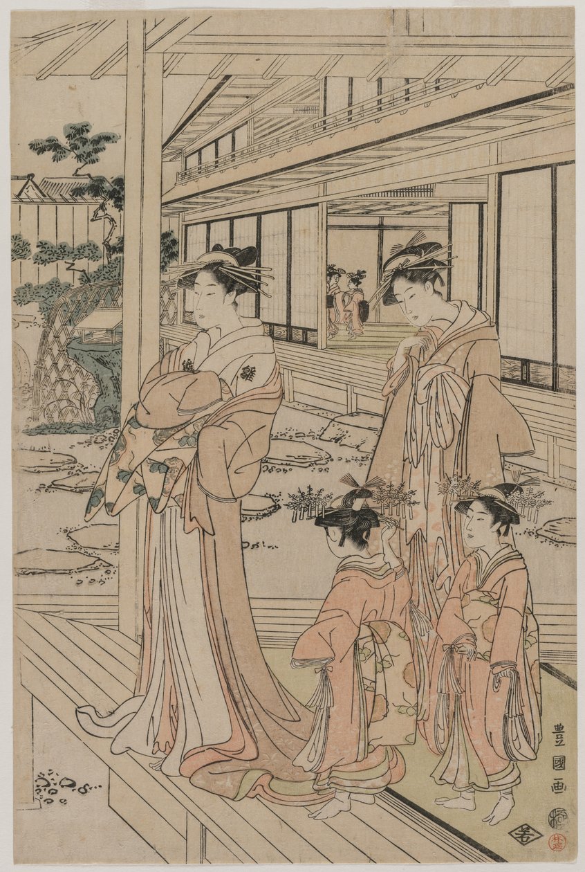 Verandán álló udvarhölgy, 1790-es évek eleje. alkotó: Utagawa Toyokuni