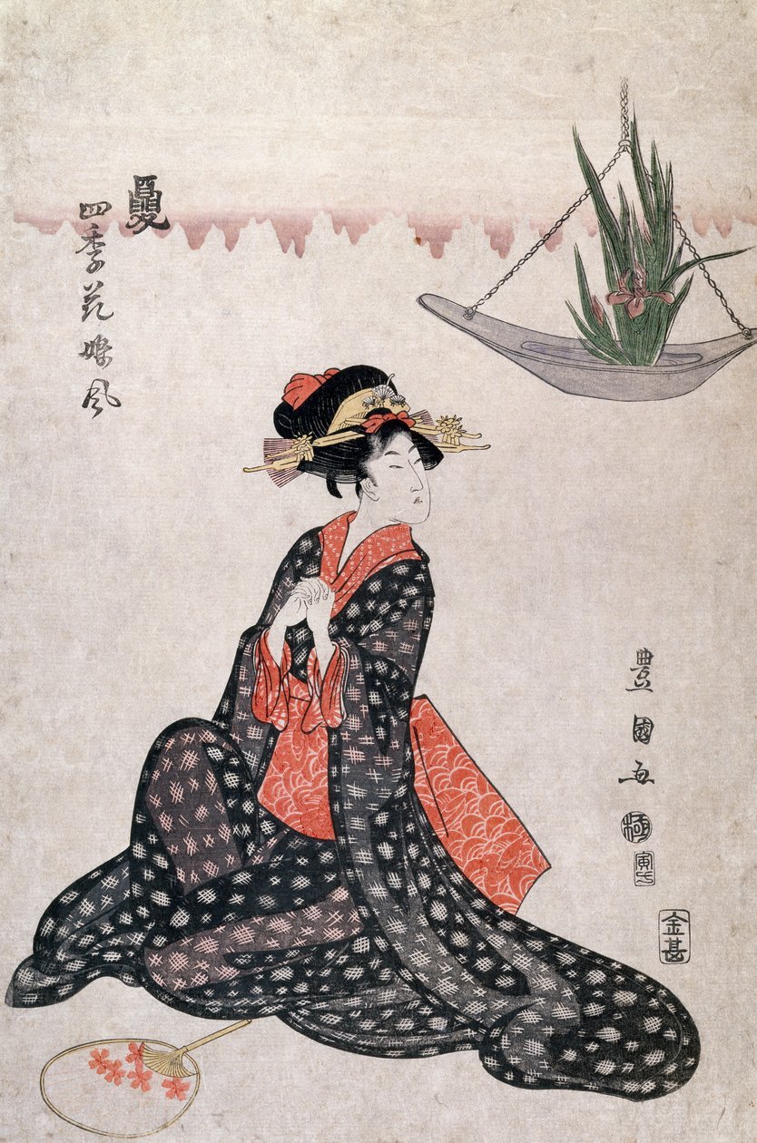 Négy évszak virágai, Utagawa Toyokuni (1769-1825), ukiyo-e stílusú fametszet, Japán, japán civilizáció alkotó: Utagawa Toyokuni