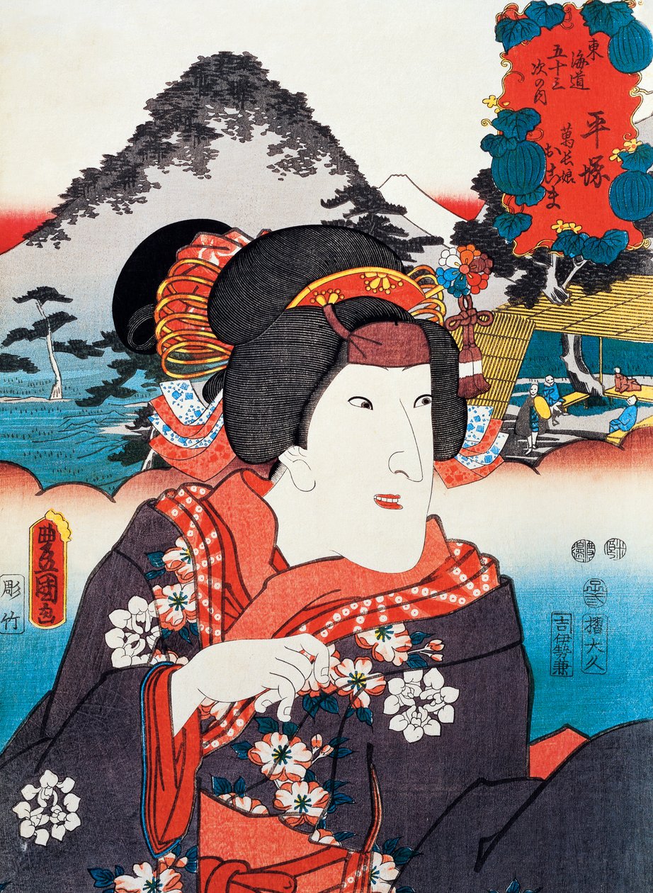 Port rai t of f kabuki te a t ret s, ukiyoe rt p rin t by Utagawa to well (1769-1825), Hmm, Edo Perio d alkotó: Utagawa Toyokuni