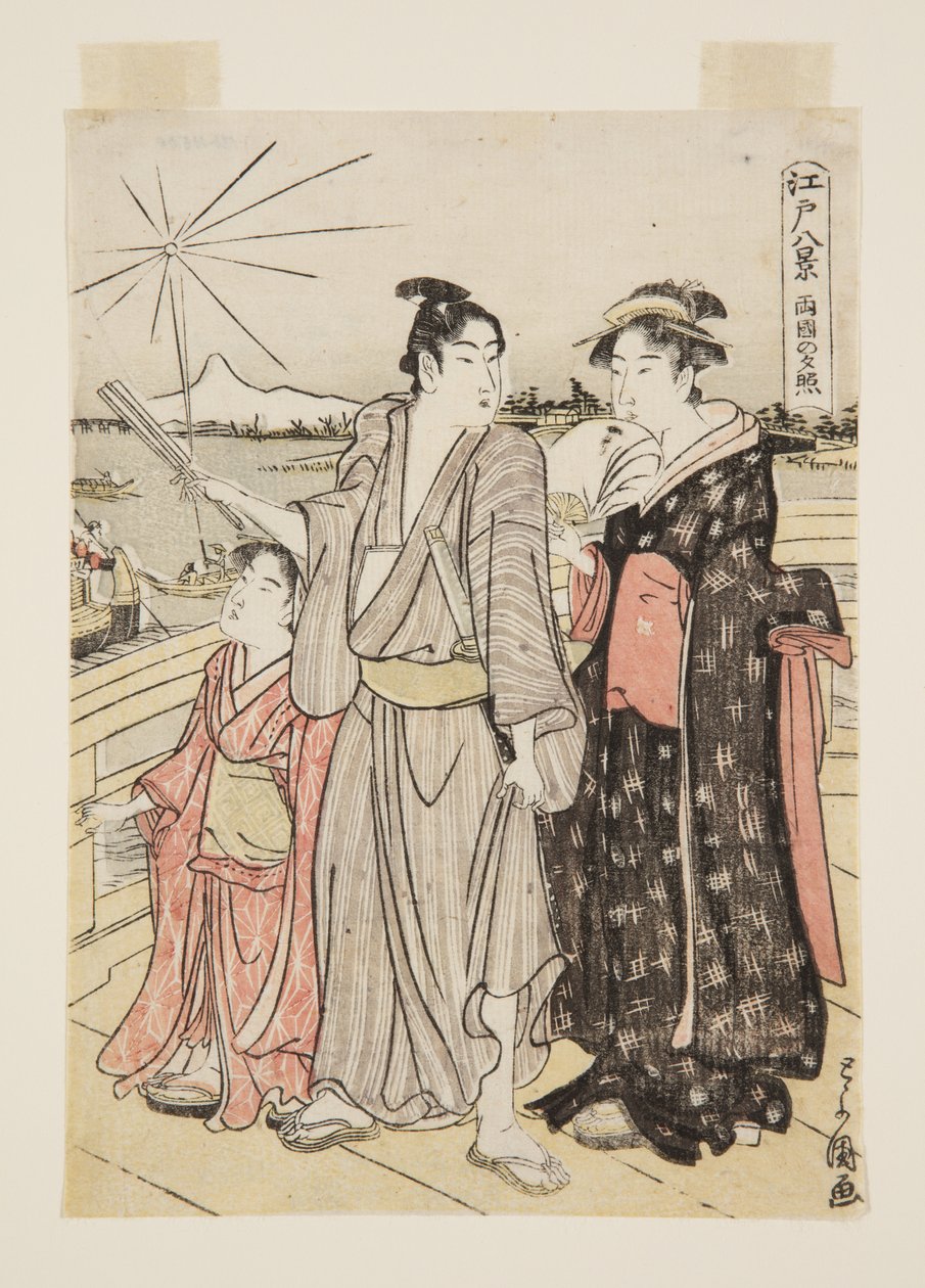 Naplemente Ry?gokunál (Ry?goku no sekish?) (színes fatömbnyomat) alkotó: Utagawa Toyokuni