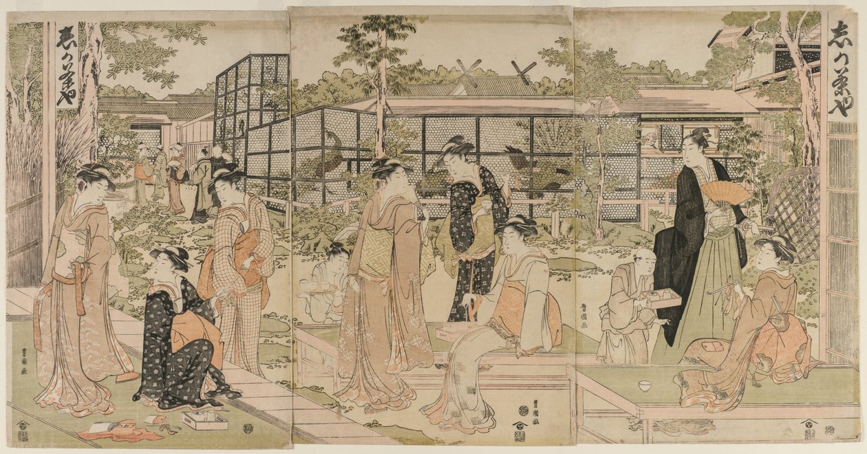 A Shika Teaház látogatói az 1790-es évek elején. alkotó: Utagawa Toyokuni