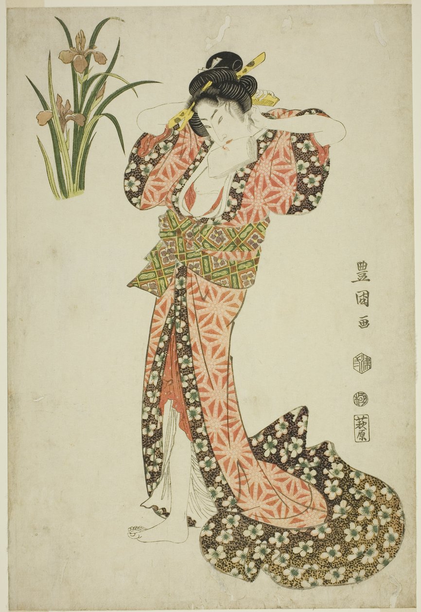 Irises: szépségrendezõ haj, a szépségek és virágok cím nélküli sorozatából alkotó: Utagawa Toyokuni I