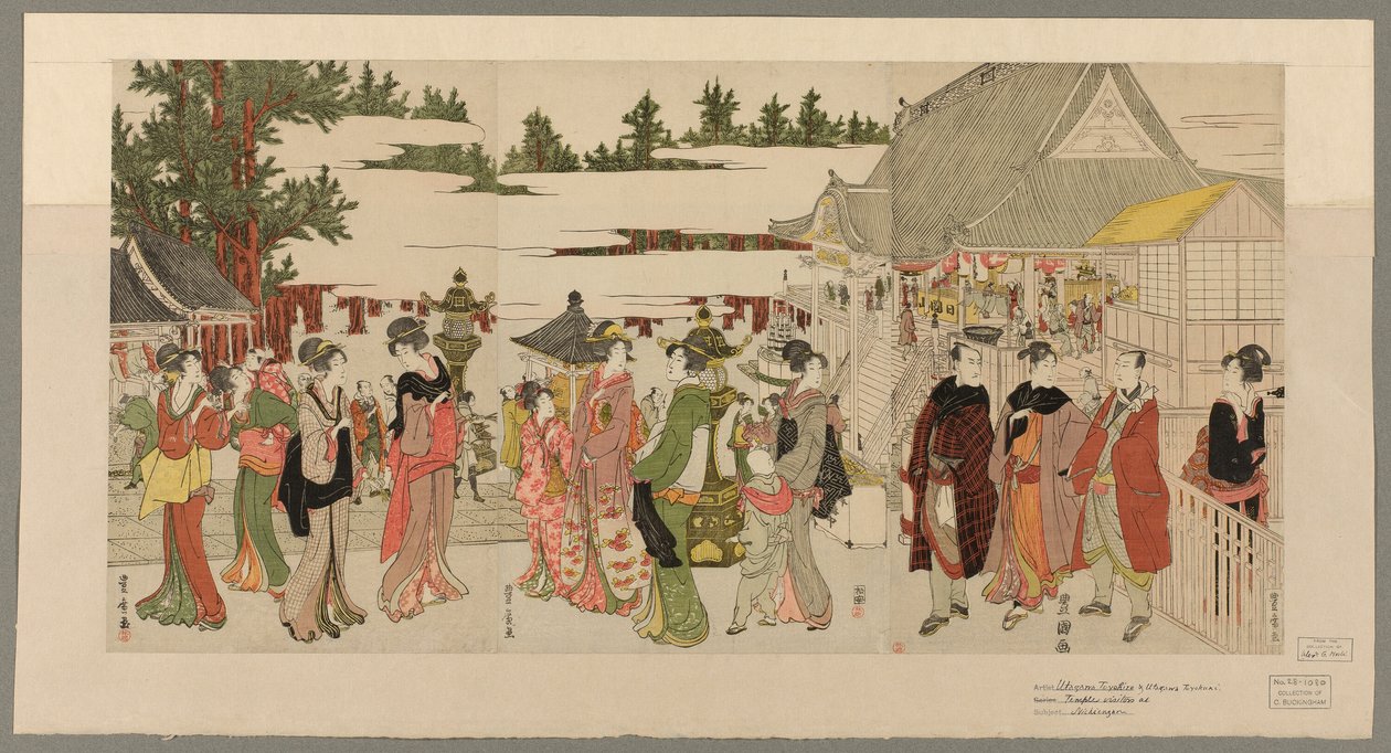 Újévi zarándoklat a Horinouchi Myohoji templomba (Horinouchi Myohoji eho mairi no zu) alkotó: Utagawa Toyokuni I